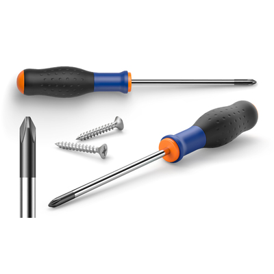 Kreuz-Schraubendreher Griff blau-orange